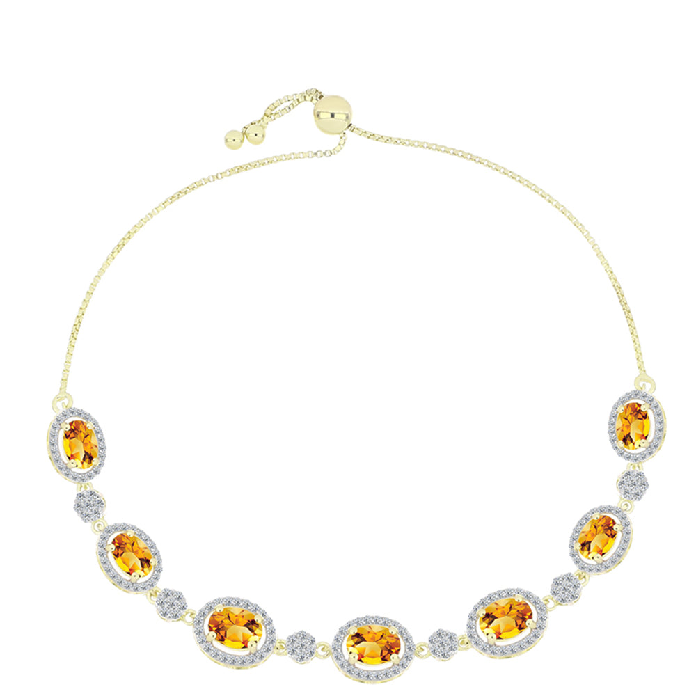 Pulseira de Prata com Banho de Ouro com Citrino Dourado do Rio Grande e Topázio Branco  Contraste: Cabeca de Veado (800)