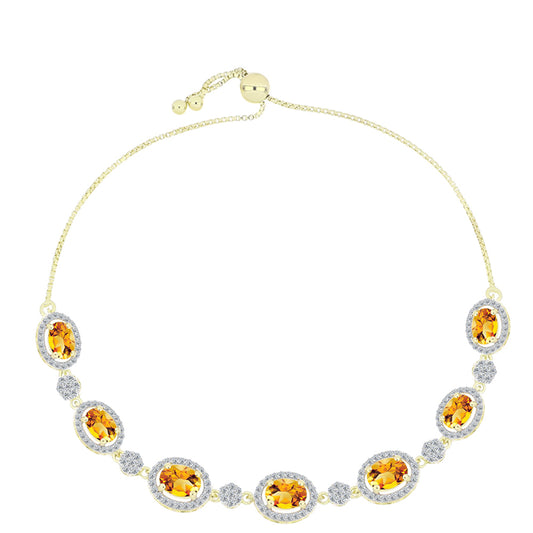 Pulseira de Prata com Banho de Ouro com Citrino Dourado do Rio Grande e Topázio Branco  Contraste: Cabeca de Veado (800)