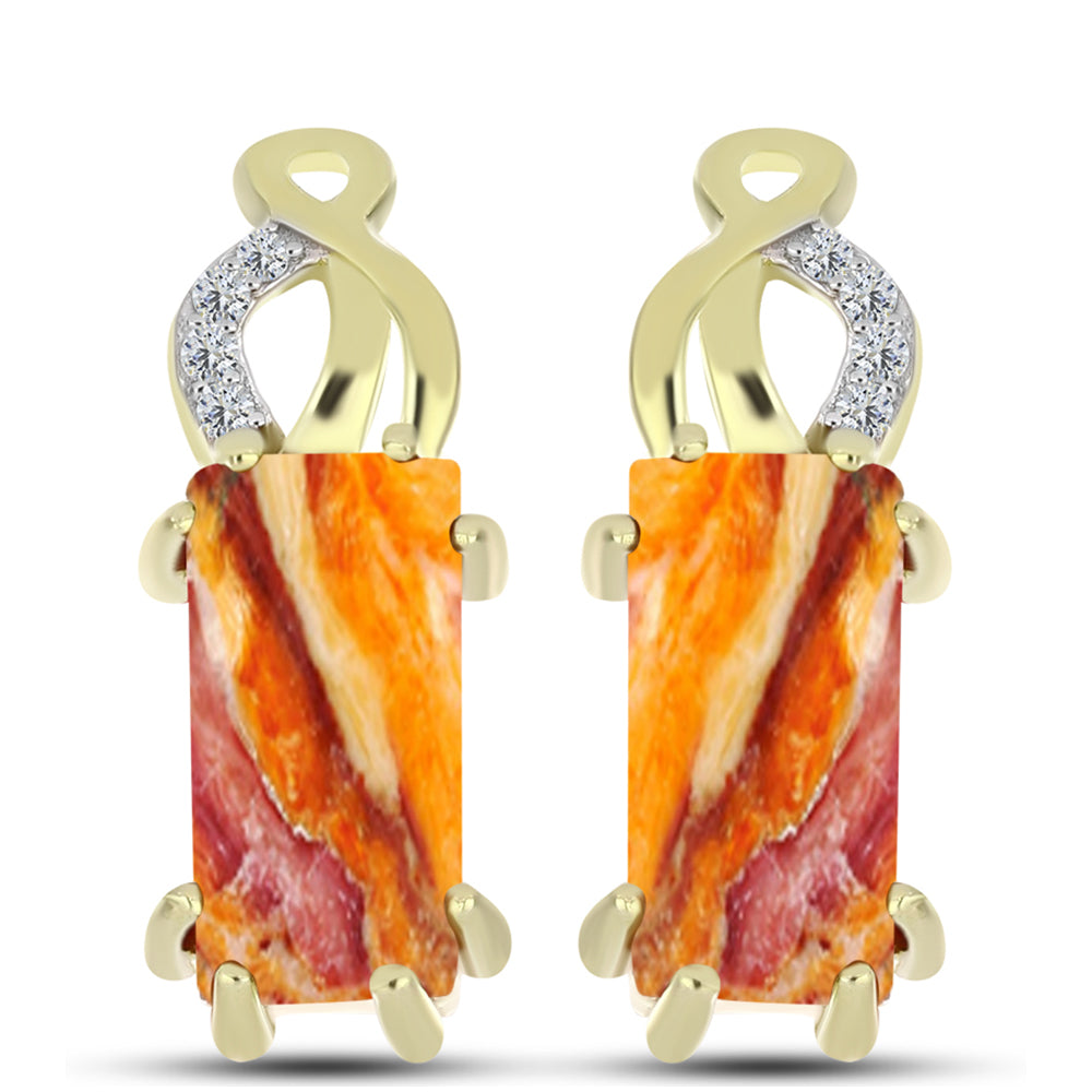 Brincos de Prata com Banho de Ouro com Concha Pata de Leões e Topázio Branco