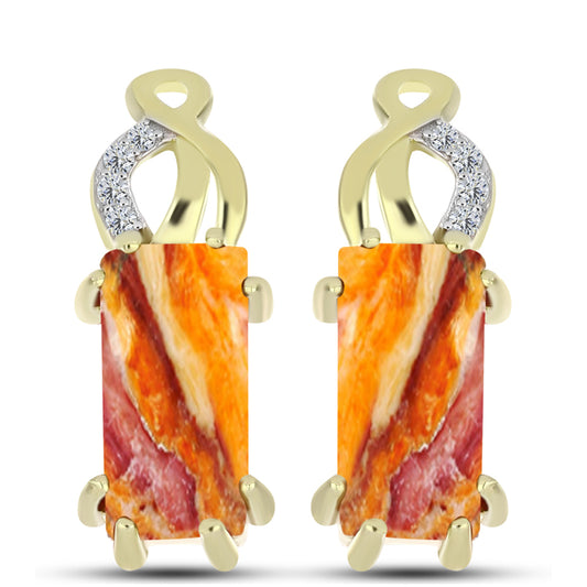 Brincos de Prata com Banho de Ouro com Concha Pata de Leões e Topázio Branco