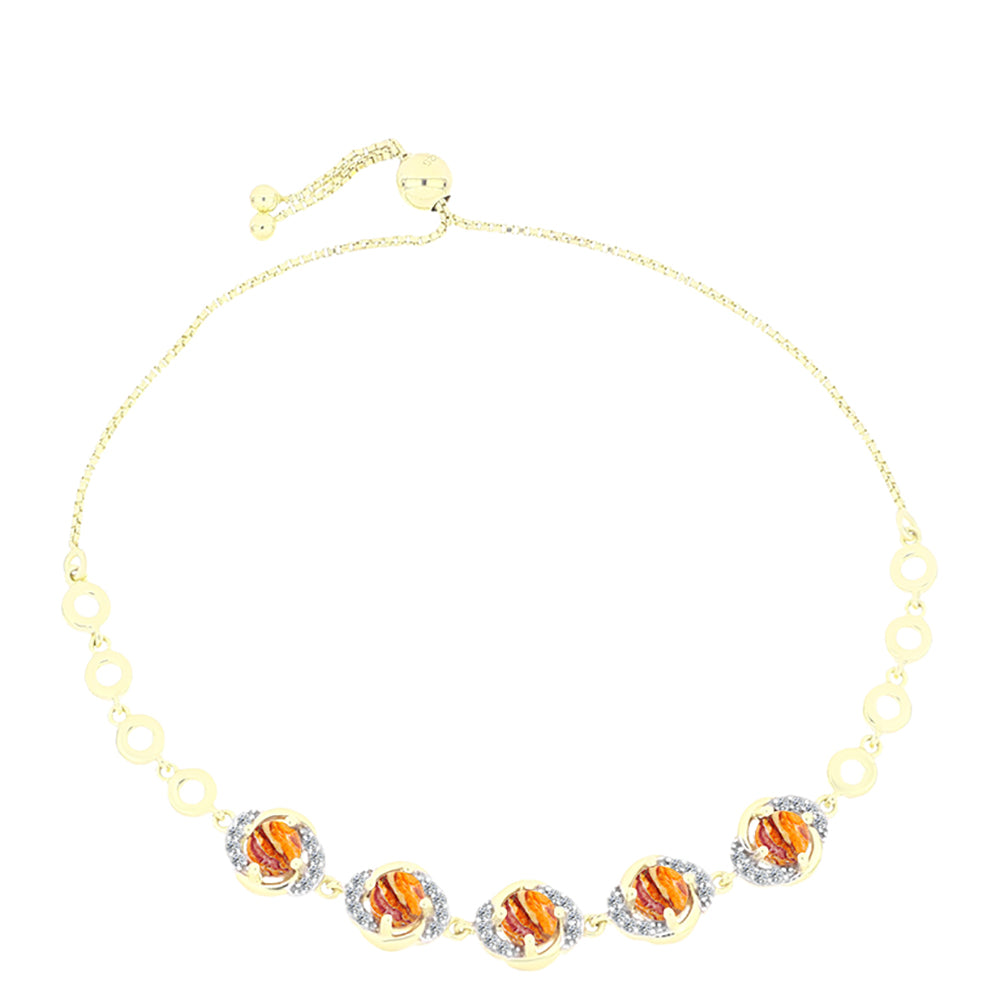 Pulseira de Prata com Banho de Ouro com Concha Pata de Leões e Topázio Branco  Contraste: Cabeca de Veado (800) 1 