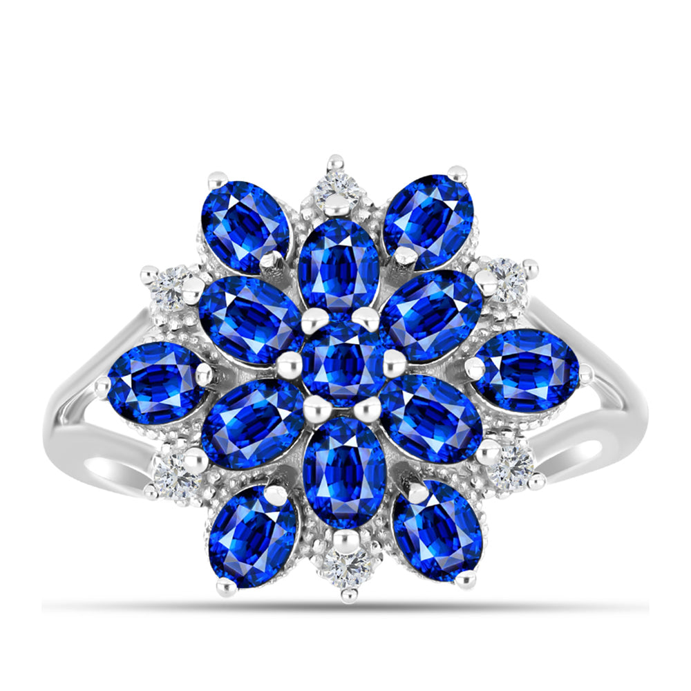 Anel de Prata com Safira Azul Australiana e Topázio Branco  Contraste: Cabeca de Veado (800) 1 