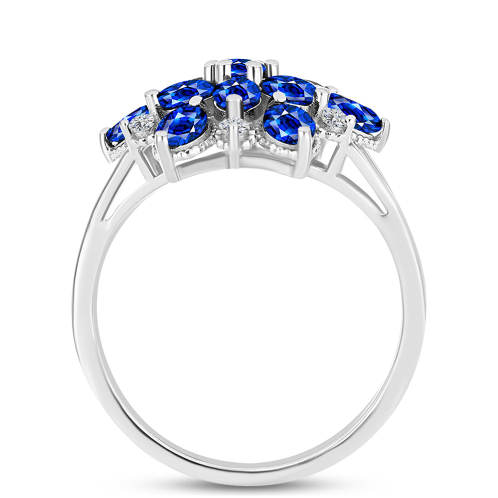 Anel de Prata com Safira Azul Australiana e Topázio Branco  Contraste: Cabeca de Veado (800) 2 
