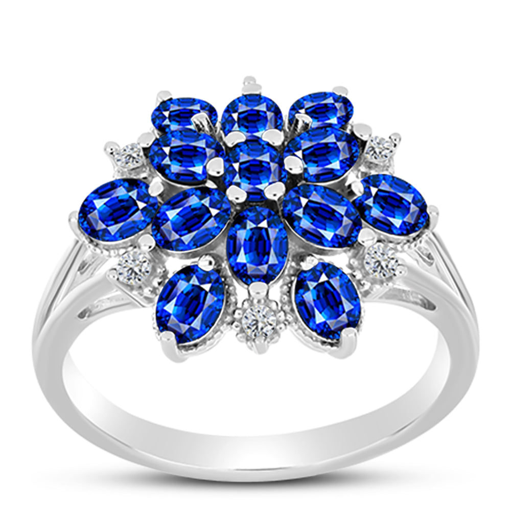 Anel de Prata com Safira Azul Australiana e Topázio Branco  Contraste: Cabeca de Veado (800) 3 