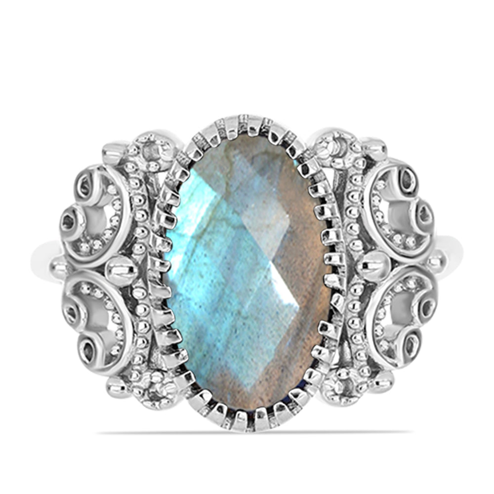 Anel de Prata com Labradorite  Contraste: Cabeca de Veado (800) 1 