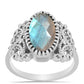 Anel de Prata com Labradorite  Contraste: Cabeca de Veado (800)