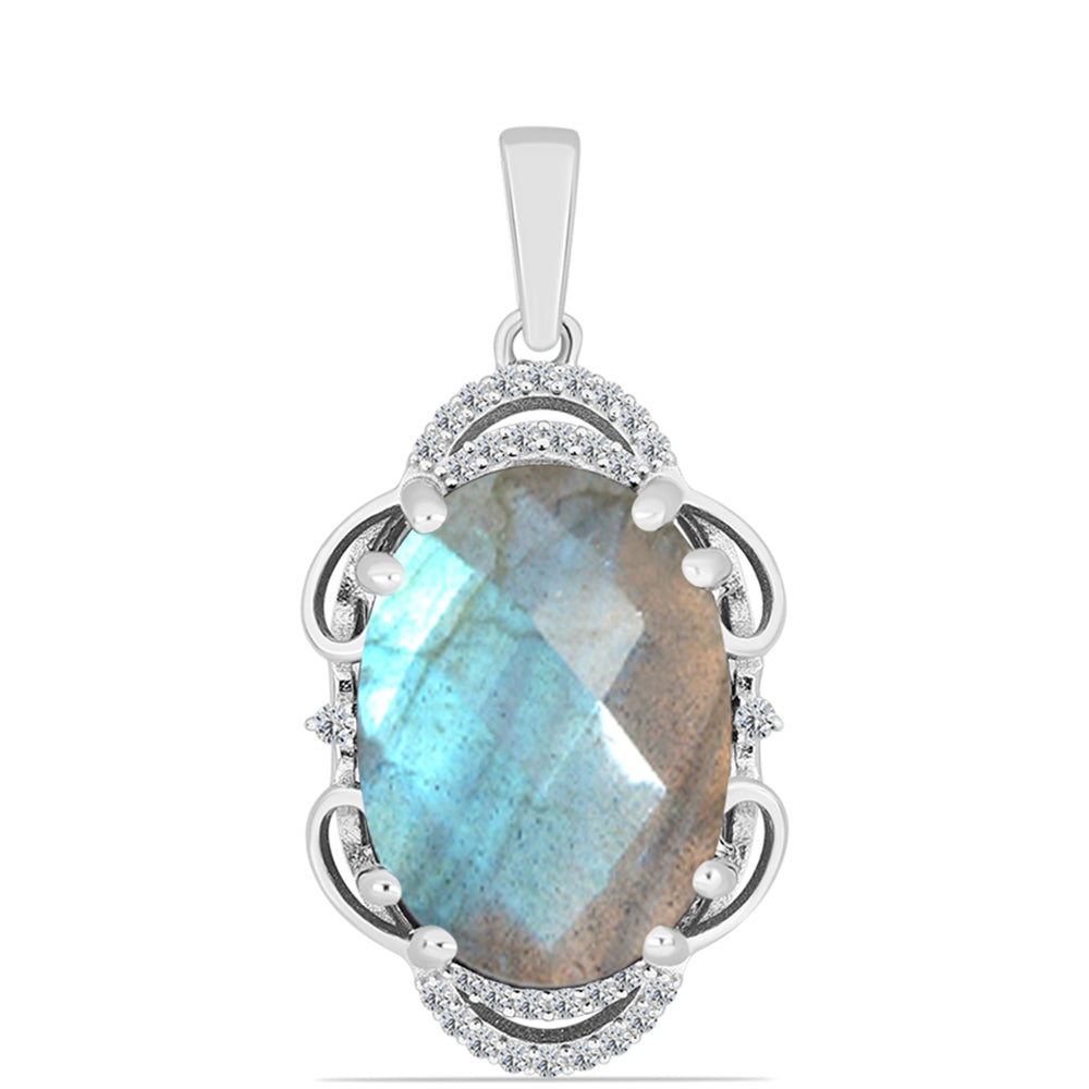 Pendente de Prata com Labradorite e Topázio Branco 1 