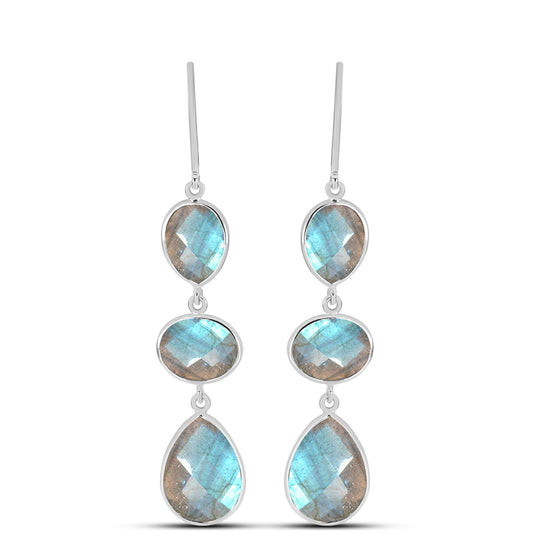 Brincos de Prata com Labradorite