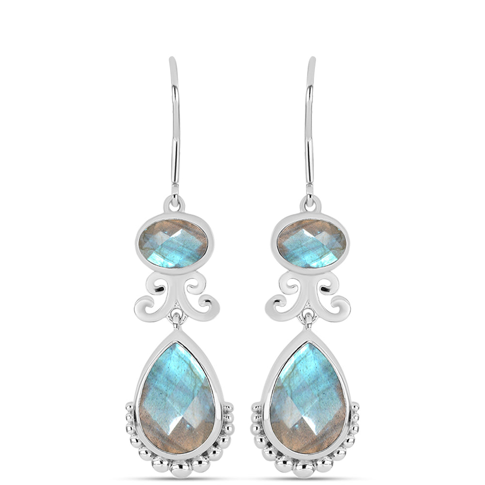 Brincos de Prata com Labradorite