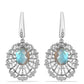 Brincos de Prata com Labradorite e Topázio Branco  Contraste: Cabeca de Veado (800)