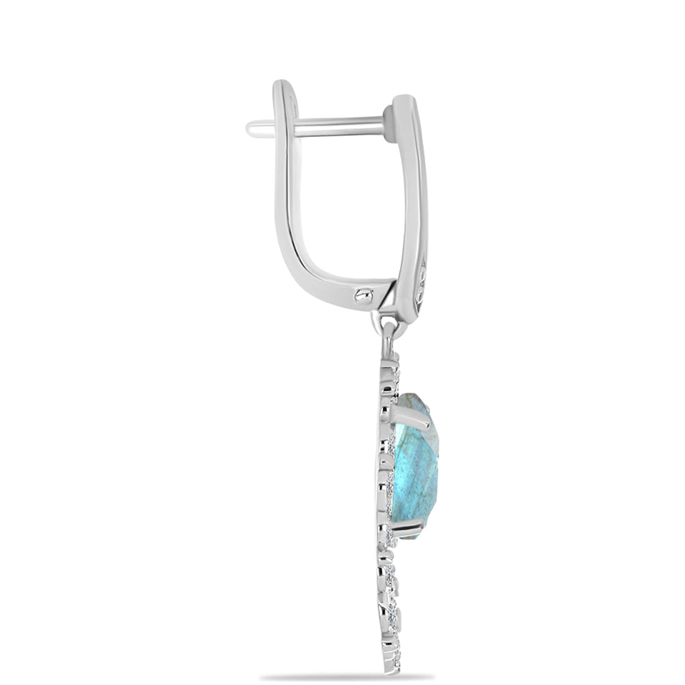 Brincos de Prata com Labradorite e Topázio Branco  Contraste: Cabeca de Veado (800) 2 
