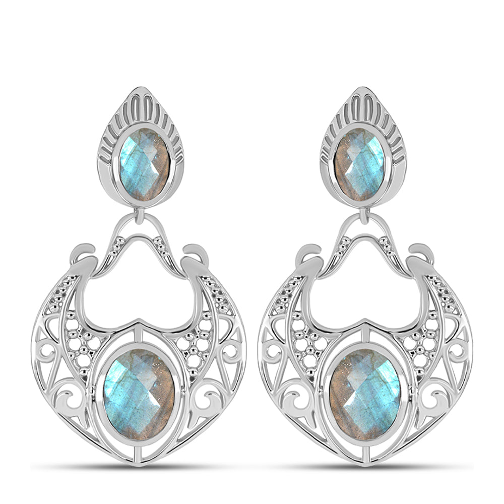Brincos de Prata com Labradorite  Contraste: Cabeca de Veado (800)