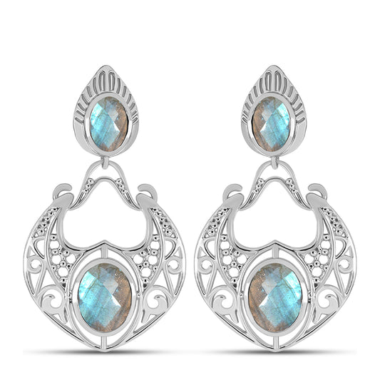Brincos de Prata com Labradorite  Contraste: Cabeca de Veado (800)
