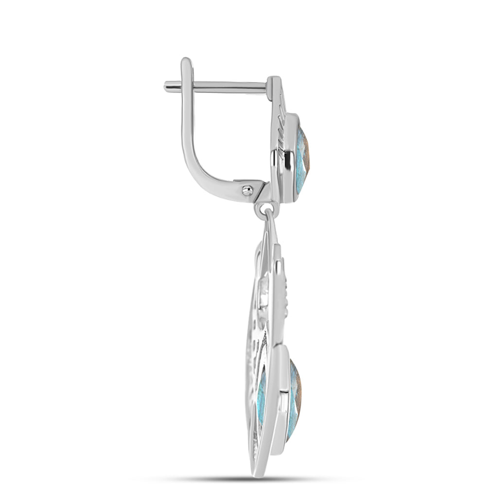 Brincos de Prata com Labradorite  Contraste: Cabeca de Veado (800)