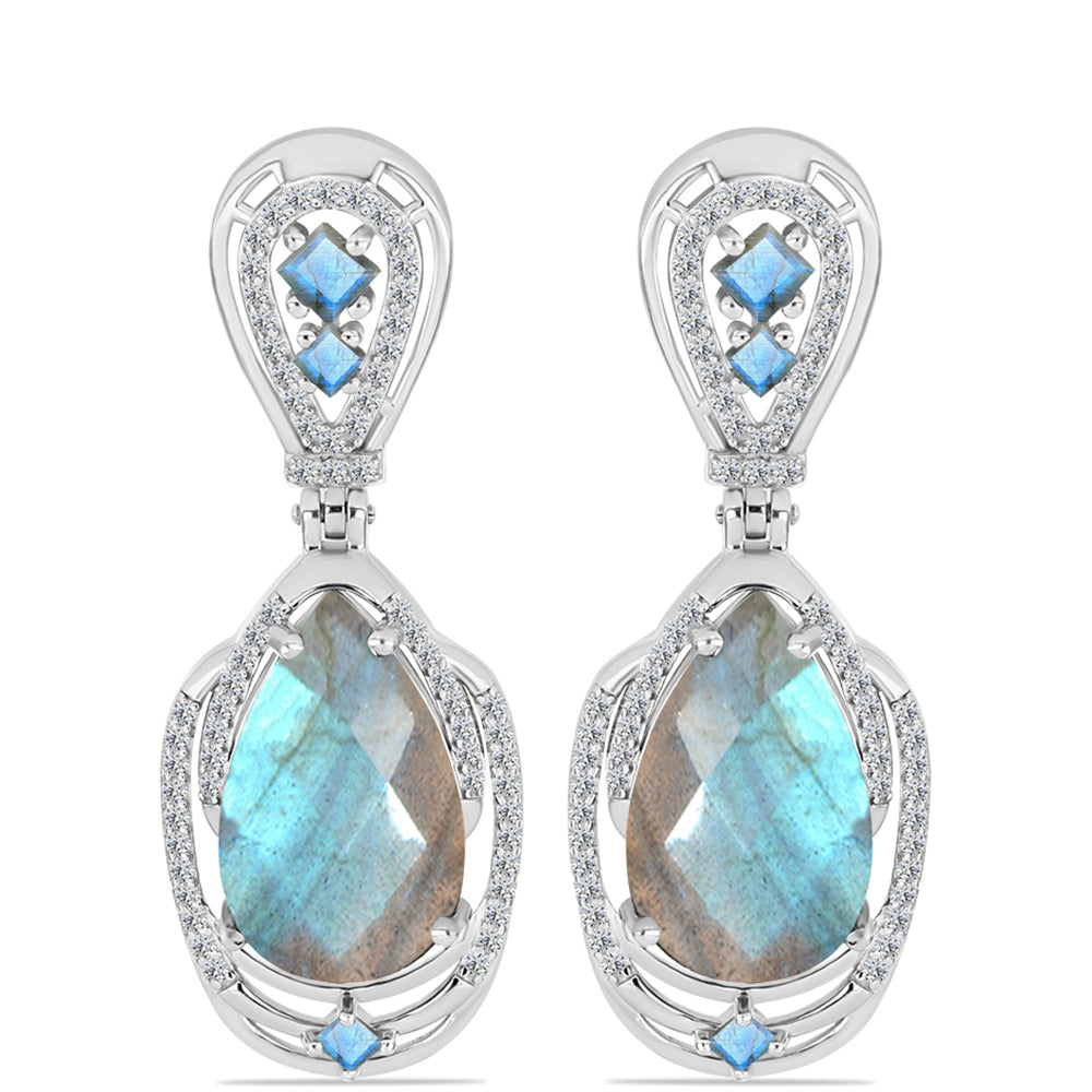 Brincos de Prata com Labradorite  Contraste: Cabeca de Veado (800)