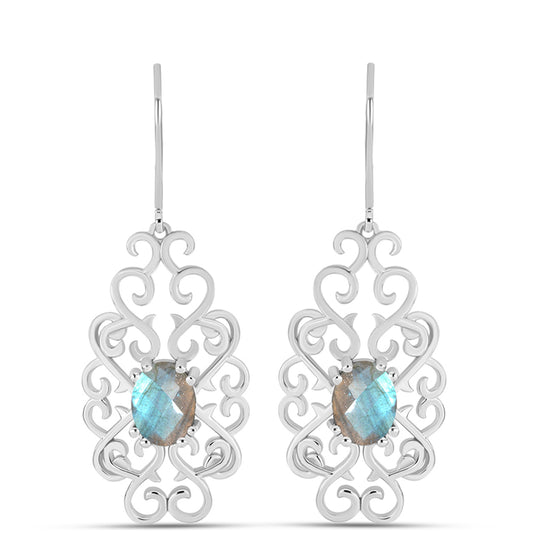 Brincos de Prata com Labradorite