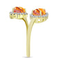 Anel de Prata com Banho de Ouro com Concha Pata de Leões e Topázio Branco  Contraste: Cabeca de Veado (800)
