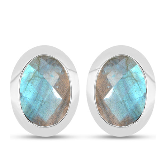 Brincos de Prata com Labradorite