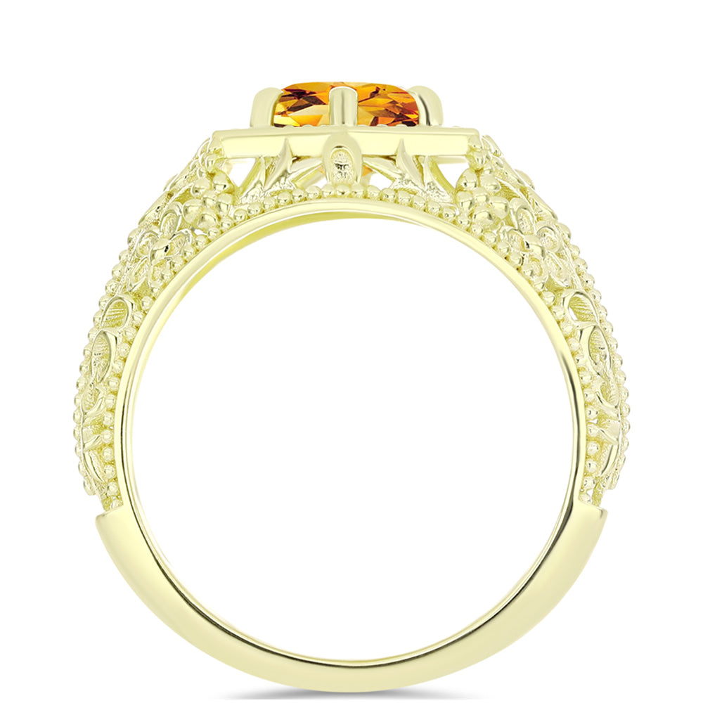 Anel de Prata com Banho de Ouro com Citrino Dourado do Rio Grande  Contraste: Cabeca de Veado (800) 2 