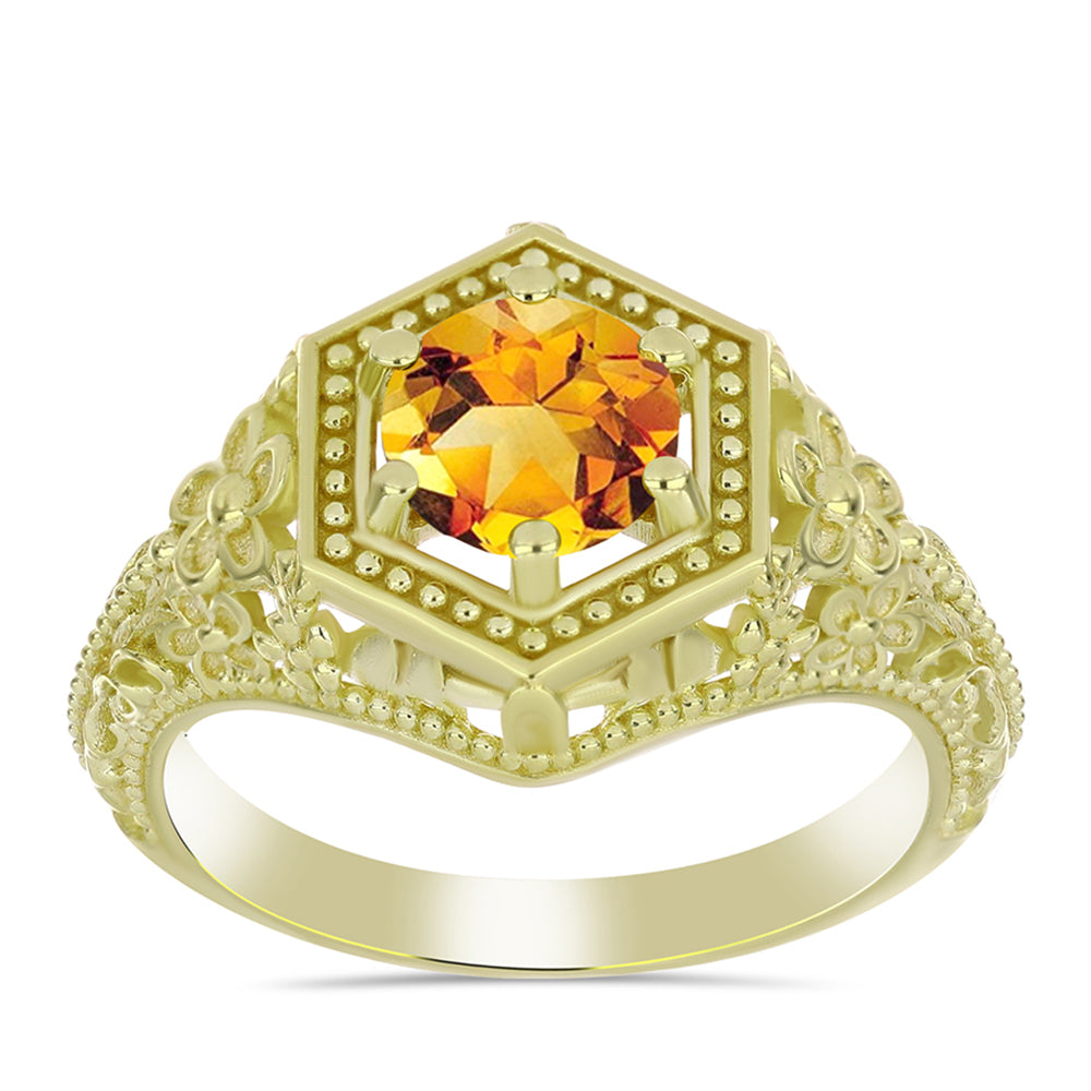 Anel de Prata com Banho de Ouro com Citrino Dourado do Rio Grande  Contraste: Cabeca de Veado (800) 3 