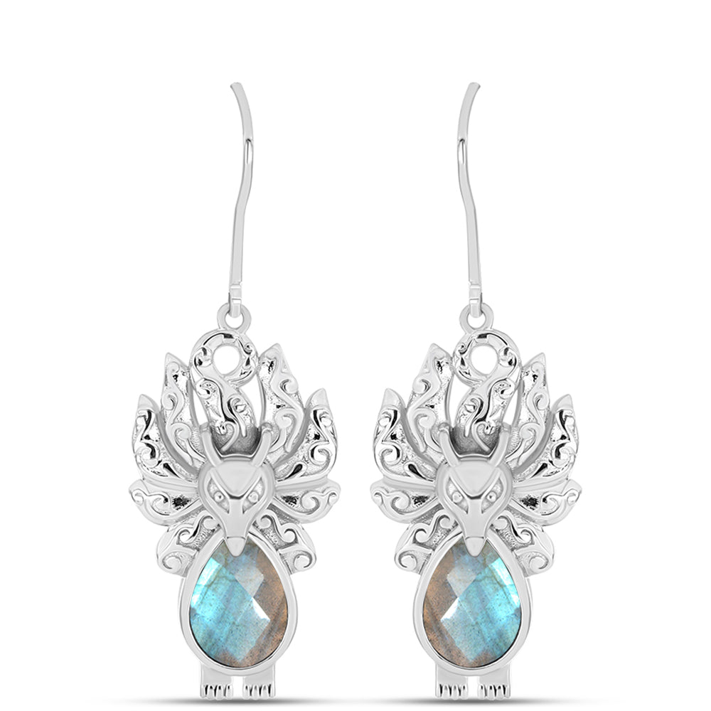 Brincos de Prata com Labradorite  Contraste: Cabeca de Veado (800)