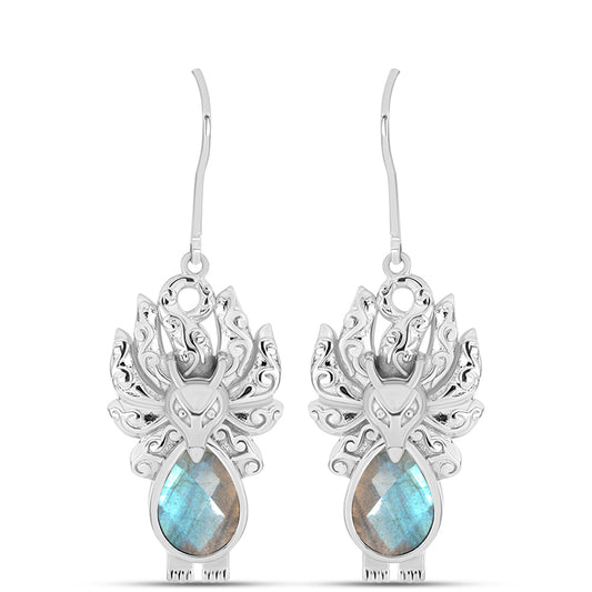 Brincos de Prata com Labradorite  Contraste: Cabeca de Veado (800)