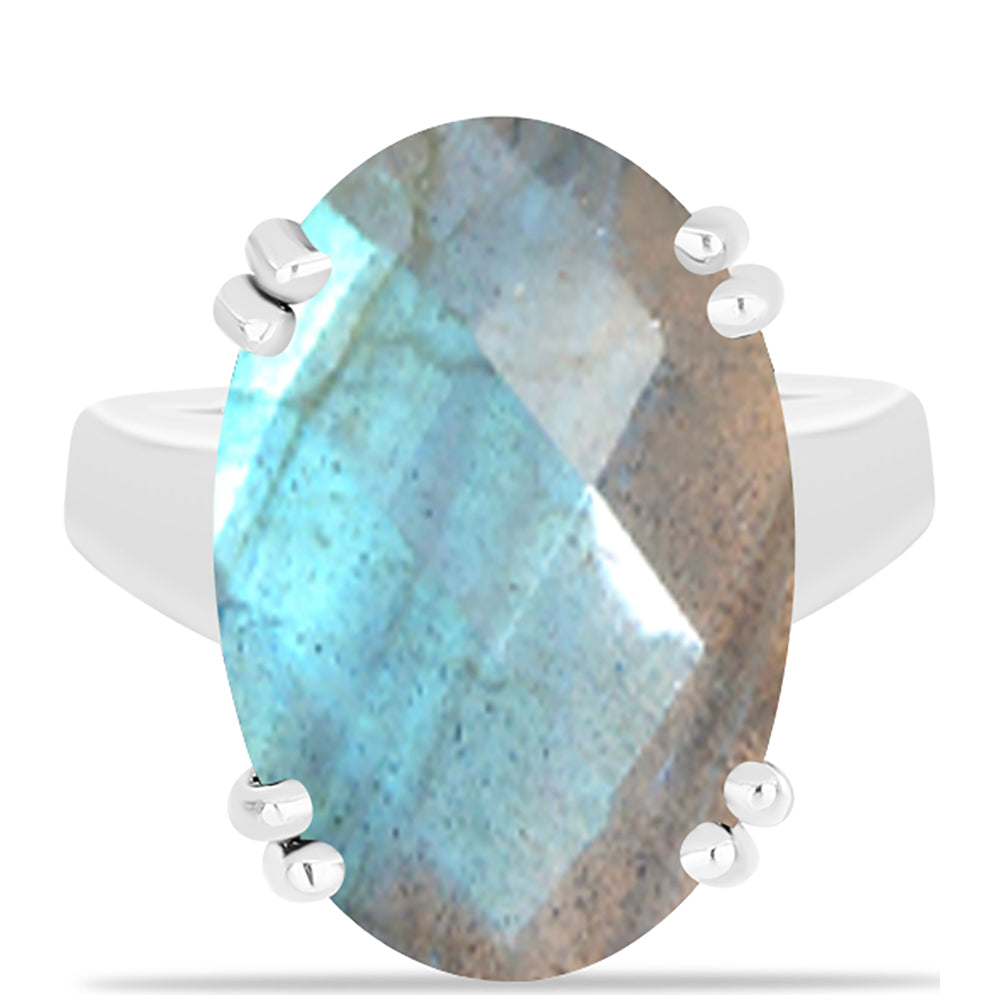 Anel de Prata com Labradorite  Contraste: Cabeca de Veado (800)