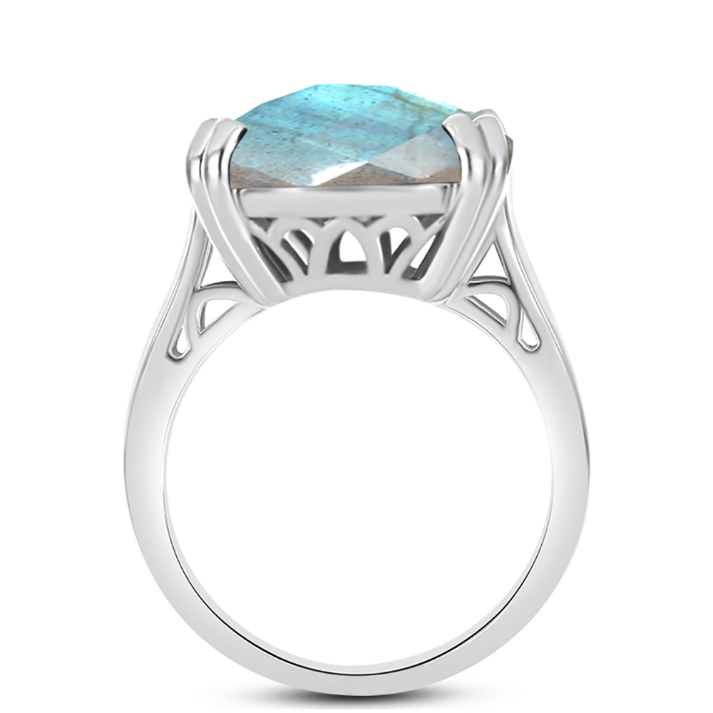 Anel de Prata com Labradorite  Contraste: Cabeca de Veado (800)