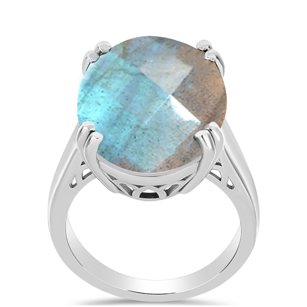 Anel de Prata com Labradorite  Contraste: Cabeca de Veado (800)