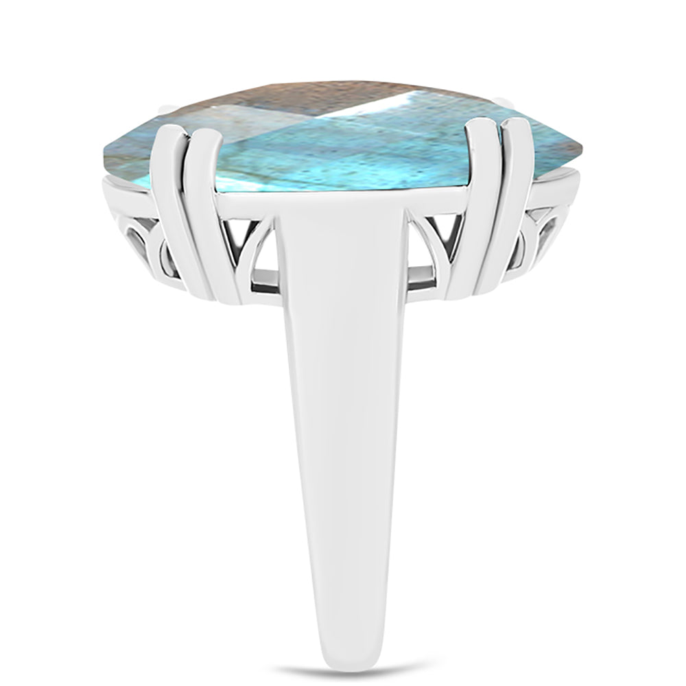 Anel de Prata com Labradorite  Contraste: Cabeca de Veado (800)