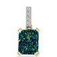 Pendente de Prata com Banho de Ouro com Drusy Verde e Topázio Branco