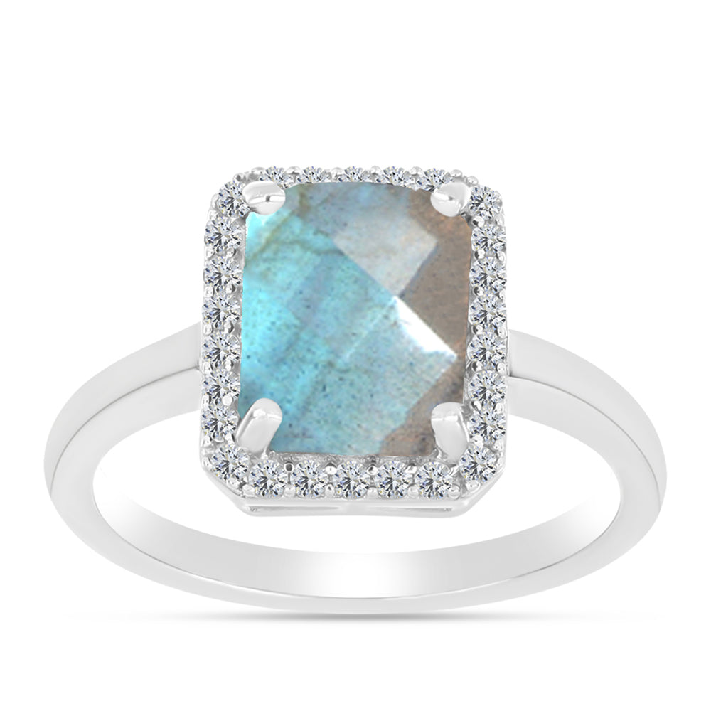 Anel de Prata com Labradorite e Topázio Branco 3 