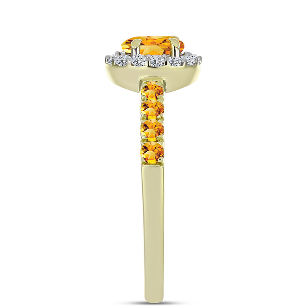 Anel de Prata com Banho de Ouro com Citrino Dourado do Rio Grande e Topázio Branco
