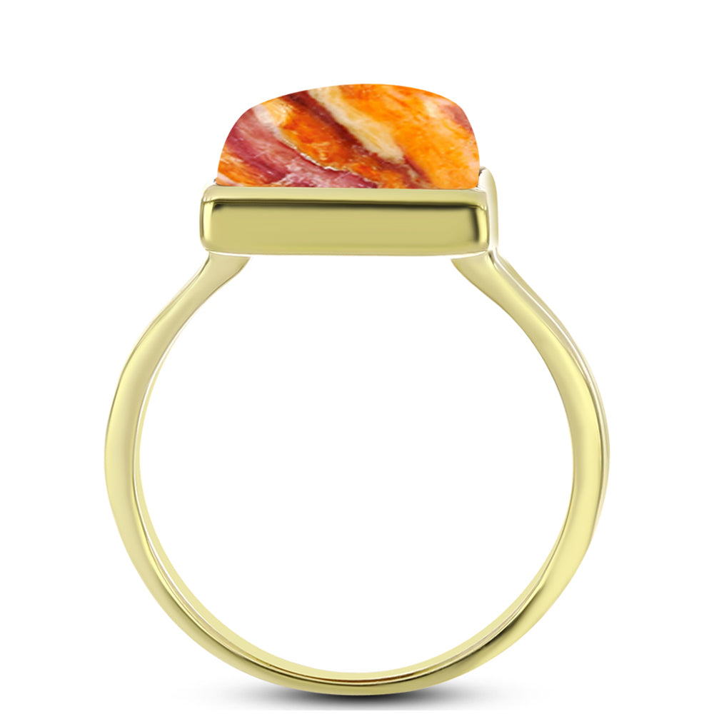 Anel de Prata com Banho de Ouro com Concha Pata de Leões  Contraste: Cabeca de Veado (800) 2 