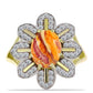 Anel de Prata com Banho de Ouro com Concha Pata de Leões e Topázio Branco  Contraste: Cabeca de Veado (800)