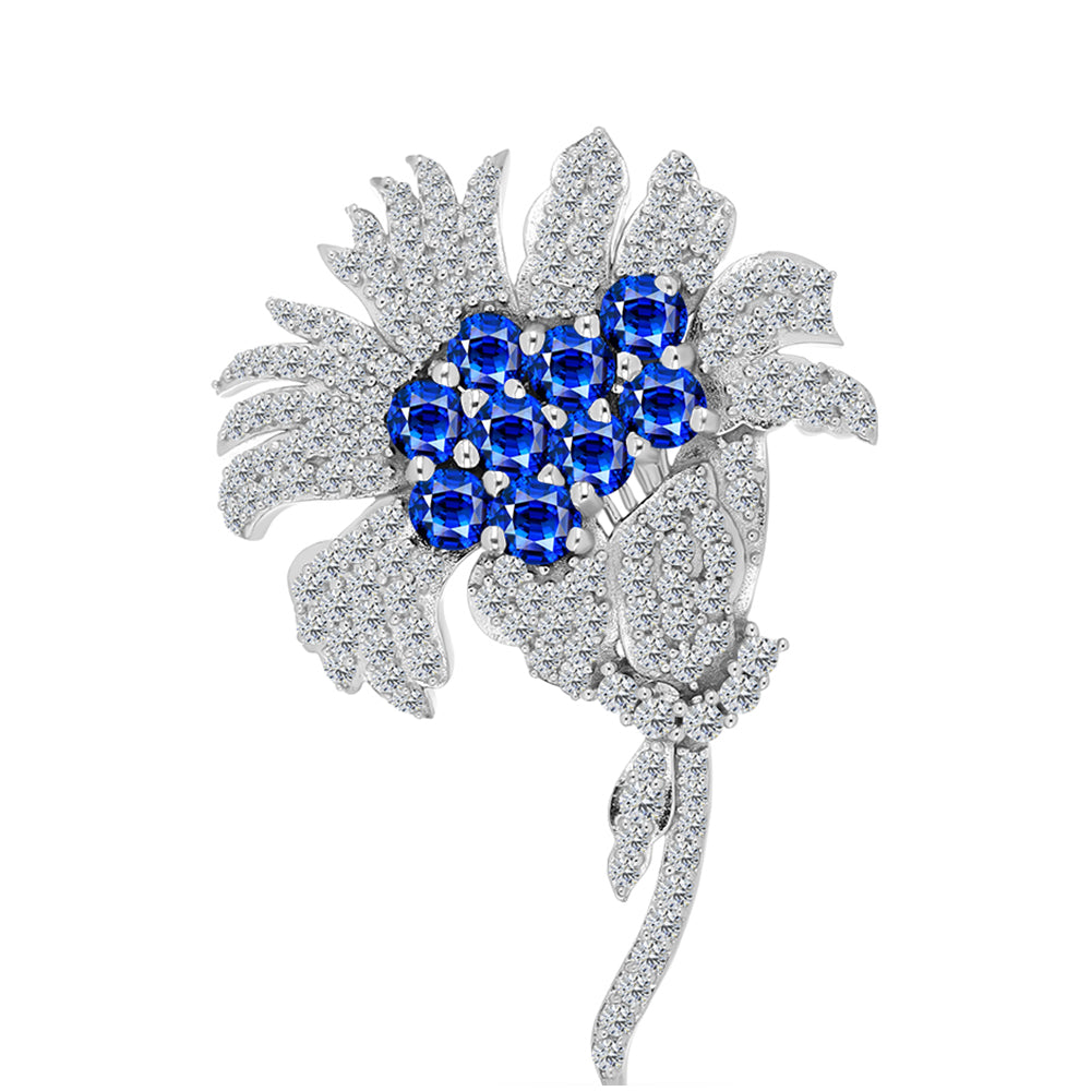 Alfinete de Prata com Safira Azul Australiana e Topázio Branco  Contraste: Cabeca de Veado (800) 1 