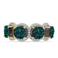 Anel de Prata com Banho de Ouro com Drusy Verde e Topázio Branco  Contraste: Cabeca de Veado (800)