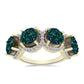 Anel de Prata com Banho de Ouro com Drusy Verde e Topázio Branco  Contraste: Cabeca de Veado (800)