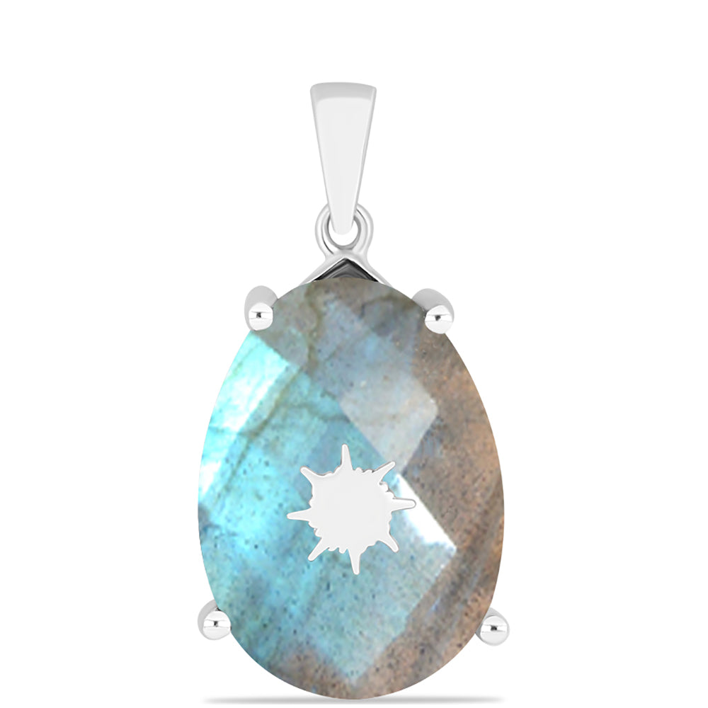 Pendente de Prata com Labradorite  Contraste: Cabeca de Veado (800)