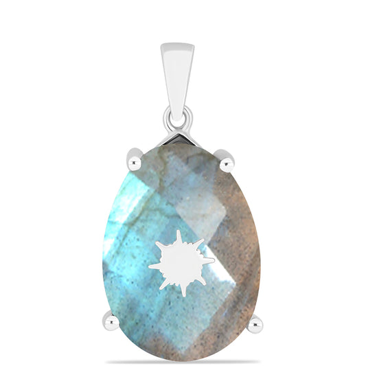 Pendente de Prata com Labradorite  Contraste: Cabeca de Veado (800)