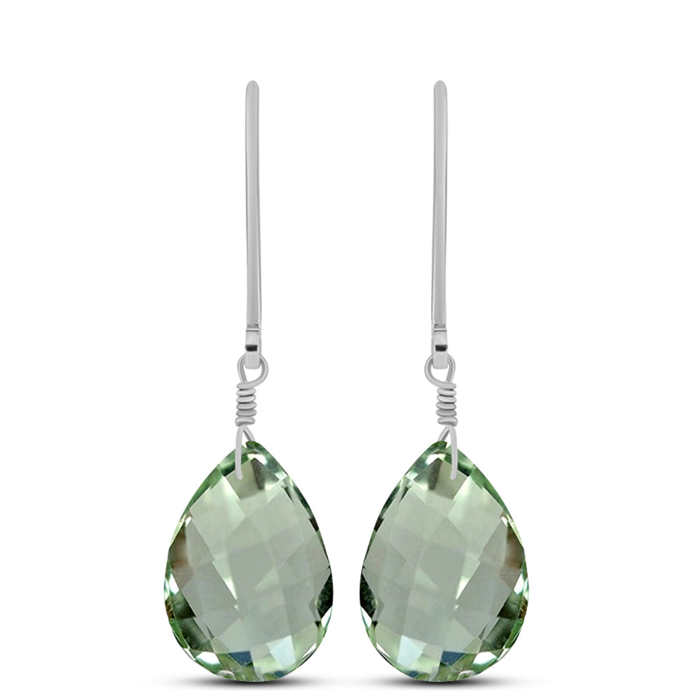 Brincos de Prata com Ametista Verde