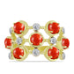 Anel de Prata com Banho de Ouro com Coral Esponja Vermelha e Topázio Branco  Contraste: Cabeca de Veado (800)