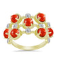 Anel de Prata com Banho de Ouro com Coral Esponja Vermelha e Topázio Branco  Contraste: Cabeca de Veado (800)