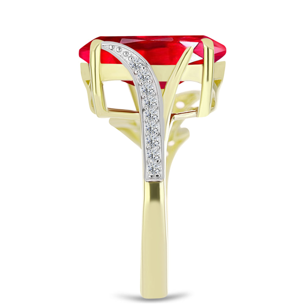 Anel de Prata com Banho de Ouro com Ágata Vermelha e Topázio Branco  Contraste: Cabeca de Veado (800) 4 