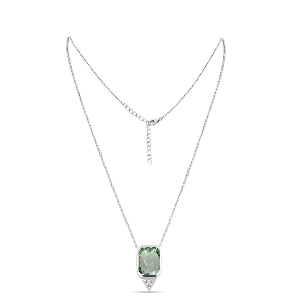 Colar de Prata com Ametista Verde e Topázio Branco  Contraste: Cabeca de Veado (800) 1 