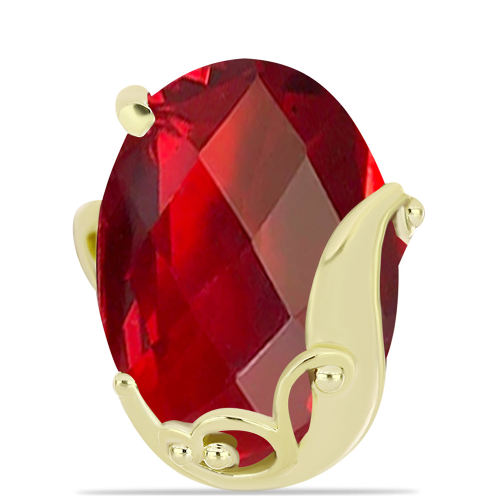 Anel de Prata com Banho de Ouro com Ágata Vermelha  Contraste: Cabeca de Veado (800)