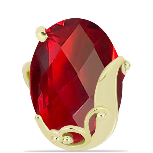 Anel de Prata com Banho de Ouro com Ágata Vermelha  Contraste: Cabeca de Veado (800)
