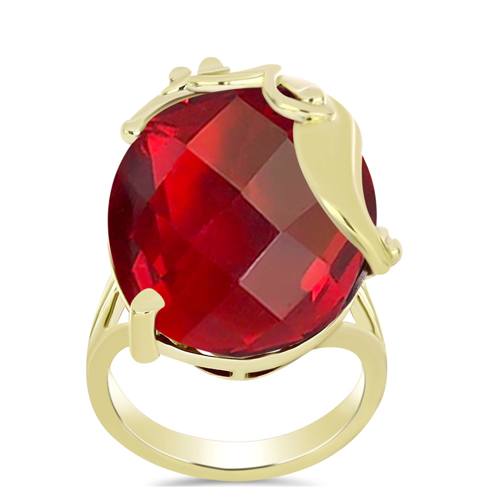 Anel de Prata com Banho de Ouro com Ágata Vermelha  Contraste: Cabeca de Veado (800) 3 