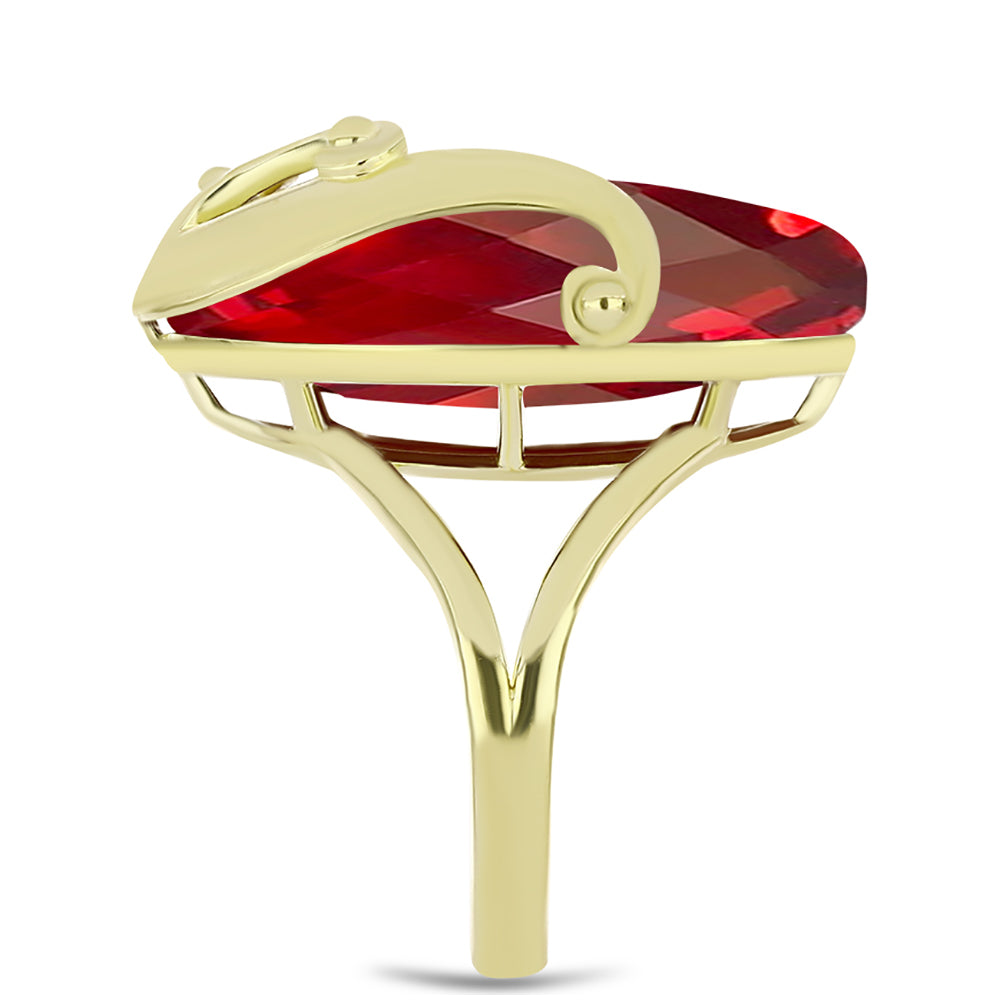 Anel de Prata com Banho de Ouro com Ágata Vermelha  Contraste: Cabeca de Veado (800) 4 