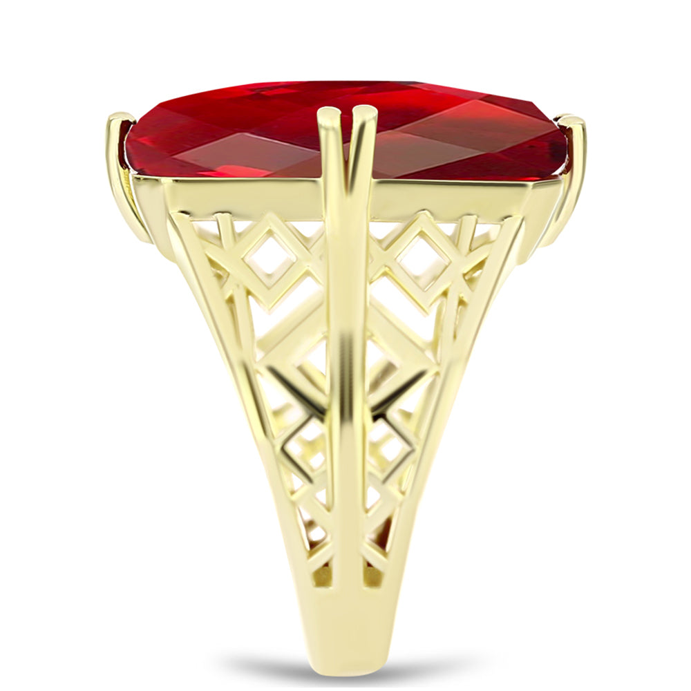 Anel de Prata com Banho de Ouro com Ágata Vermelha  Contraste: Cabeca de Veado (800) 4 